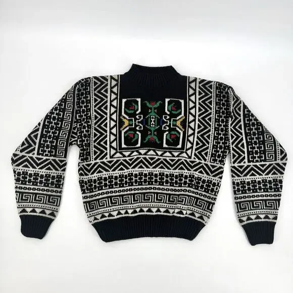 Vintage Demetre Sweater Womens L Acrylic Mock Neck Ski Retro Geometric 70's 80's - Picture 8 of 9